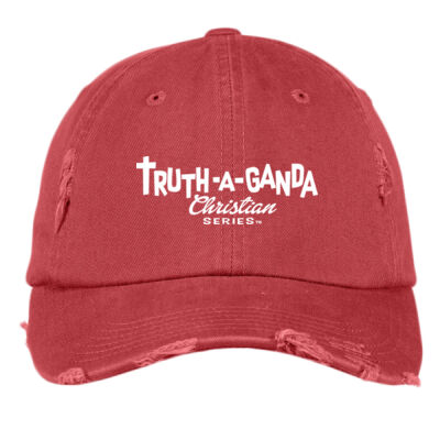 Truthaganda Christian Series Logo Distressed dad cap white - Distressed Cap Thumbnail