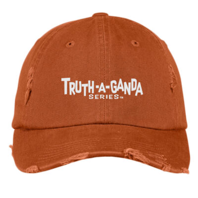 Truthaganda Series Logo Distressed dad cap white - Distressed Cap Thumbnail