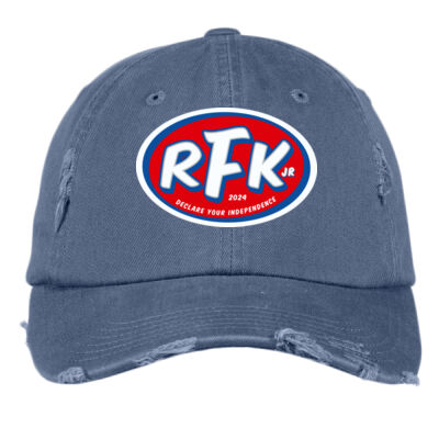RFKJR logo classic vintage patch A distressed cotton ball cap - Distressed Cap Thumbnail